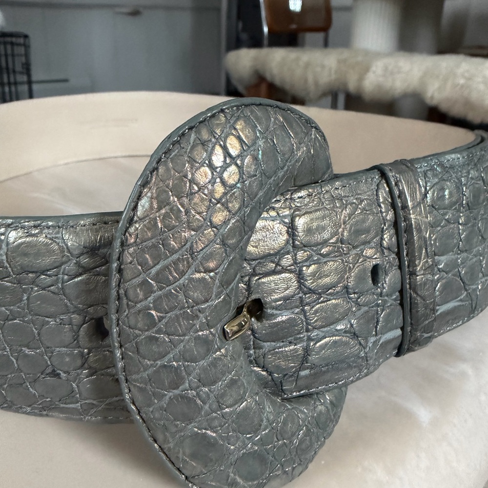 Nancy Gonzalez Real iridescent (gold silver blue green) Crocodile Belt
